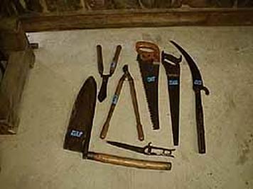 large photo of vintage field tools