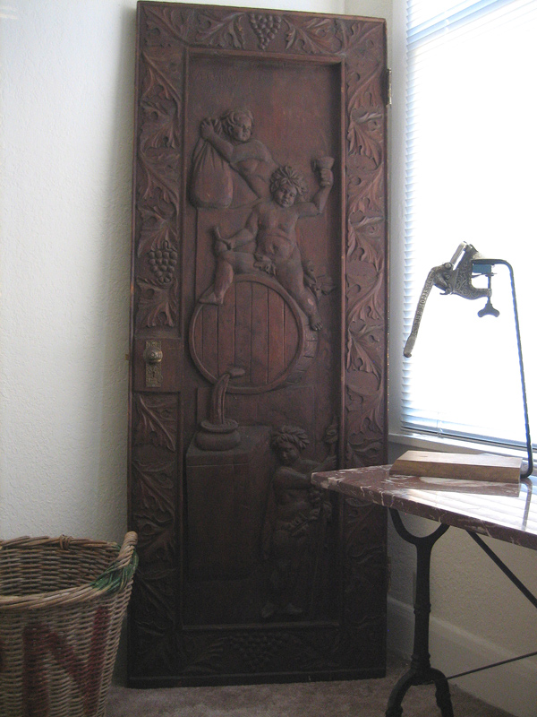 California Carved Redwood Wine Cellar Door c.1870s