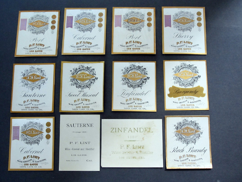Set of 12 P.F. Lint Wine Labels C.1880s