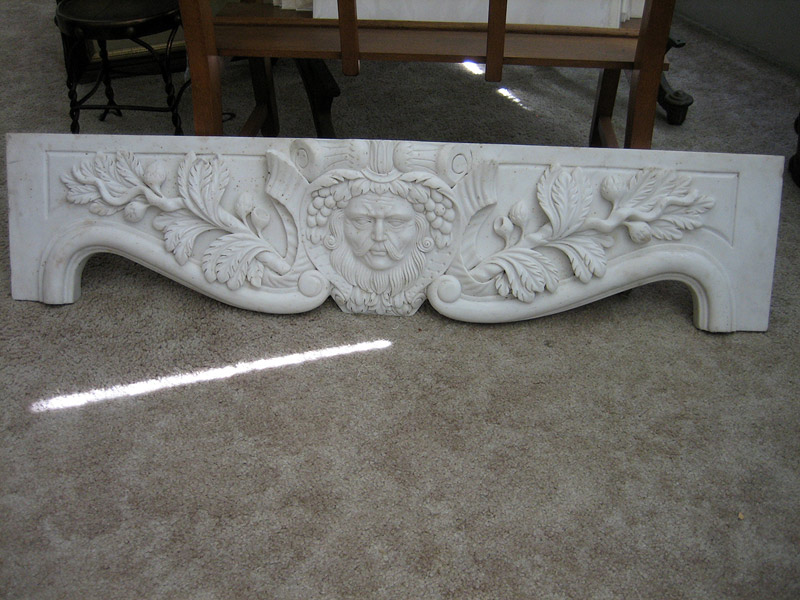 19th Century Carved Bacchus Marble Overdoor