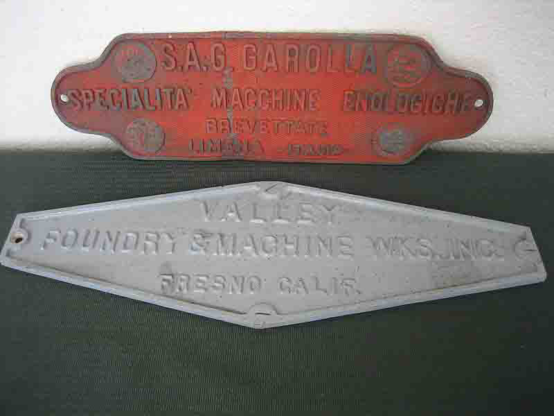 Vintage Wine Machinery Company Signs